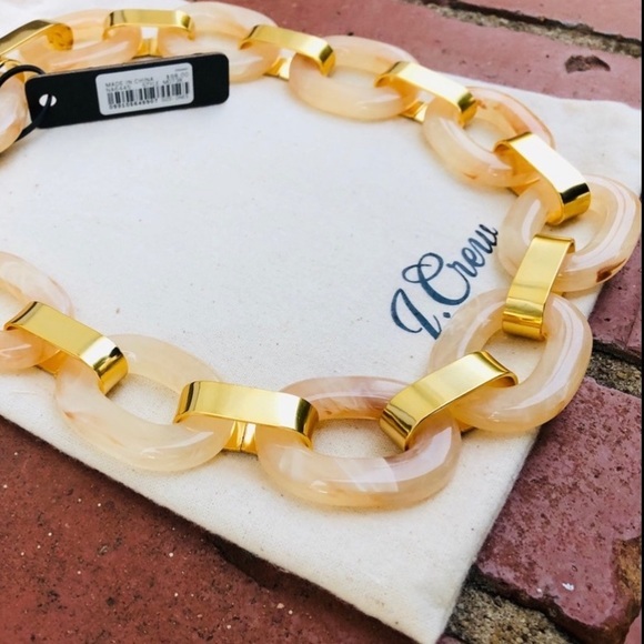 J.Crew Natural Lucite Tortoise Chain Link Necklace - Picture 6 of 7